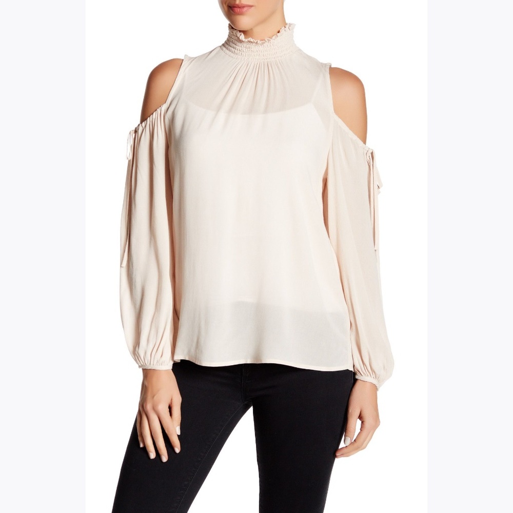 Anthro RO & DE Blush Cold Shoulder Blouse sz XS - Picture 7 of 8